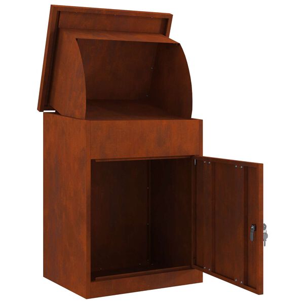 vidaXL Bo&icirc;te de d&eacute;p&ocirc;t de colis Rouill&eacute; 47,5 x 38 x 59 cm Acier patin&eacute;