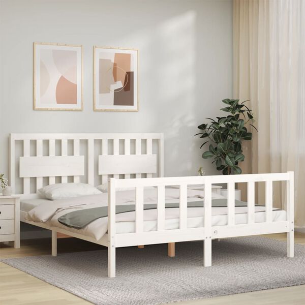 vidaXL Cadre de lit sans matelas blanc 160x200 cm bois de pin massif