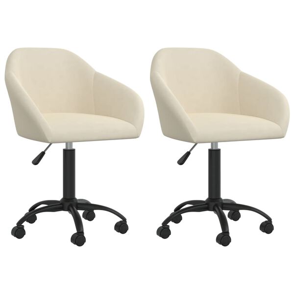vidaXL Chaises pivotantes &agrave; manger lot de 2 cr&egrave;me velours