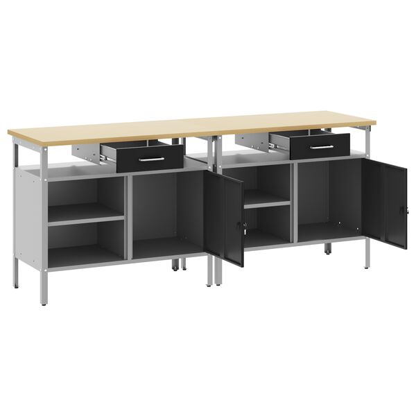 vidaXL Ensemble d'&eacute;tabli 2 pcs Noir et gris 200 x 55 x 85 cm