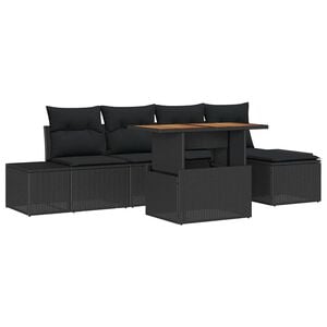 vidaXL Ensemble de canap&eacute; de jardin 6 pc Noir Poly rotin