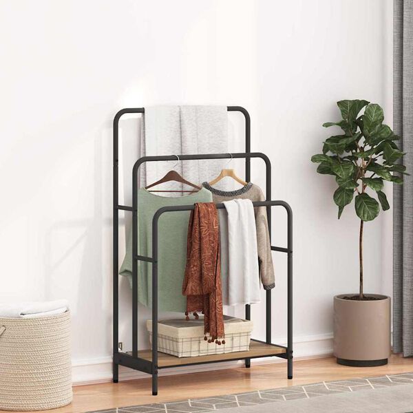 vidaXL Porte-v&ecirc;tements avec &eacute;tag&egrave;re Ch&ecirc;ne artisanal 60 x 30 x 100,5 cm