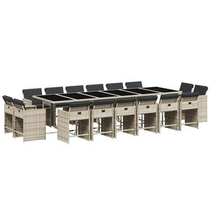vidaXL Ensemble &agrave; manger de jardin et coussins 17 pcs gris clair rotin