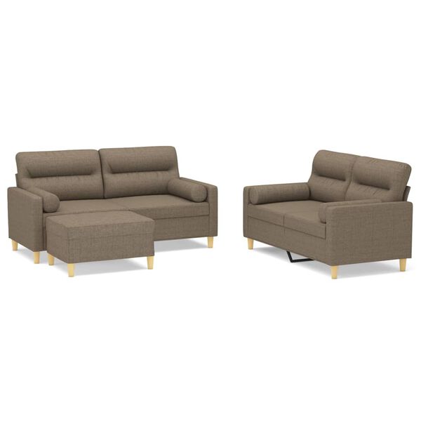 vidaXL Ensemble de canap&eacute;s 3 pcs coussins d&eacute;coratifs et coussins Taupe