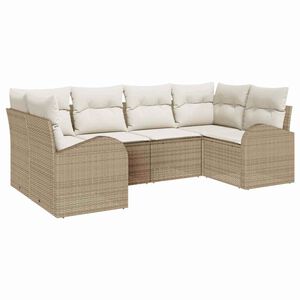 vidaXL Ensemble de canap&eacute; de jardin 6 pc Beige et blanc polyrotin