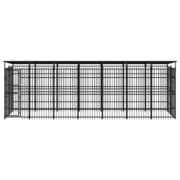 vidaXL Chenil d'ext&eacute;rieur avec toit pour chiens Acier 12,9 m&sup2;
