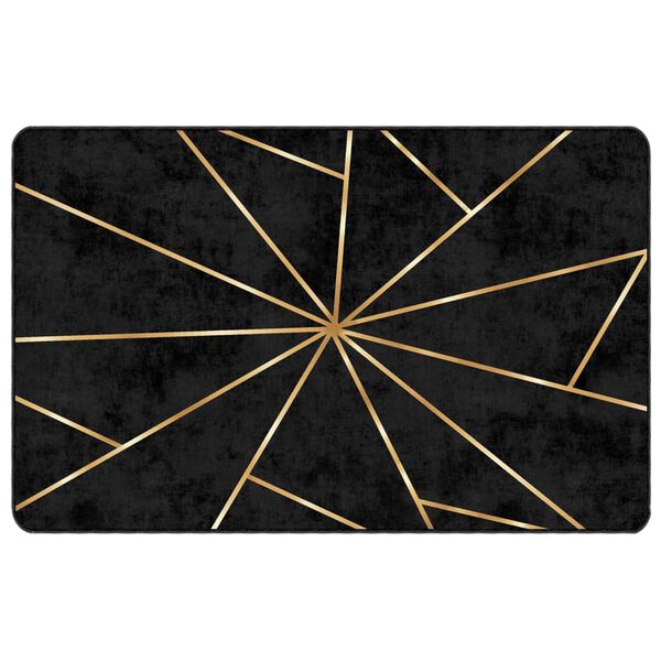 vidaXL Tapis lavable noir et dor&eacute; 190x300 cm