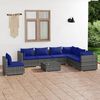 vidaXL Salon de jardin 8 pcs avec coussins r&eacute;sine tress&eacute;e gris