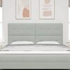 vidaXL T&ecirc;te de lit LED avec t&ecirc;te de lit Gris clair 180 cm Polyester