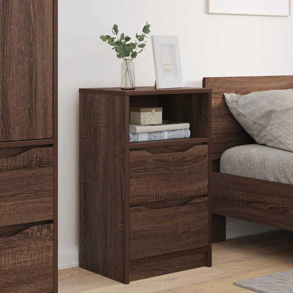 vidaXL Tables de chevet avec tiroir 2 pcs Ch&ecirc;ne brun 40 x 30 x 467 cm