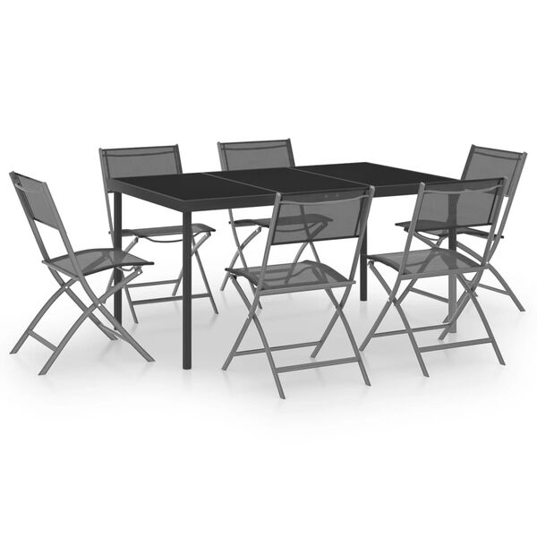 vidaXL Mobilier de salle à manger d'extérieur 7 pcs Acier