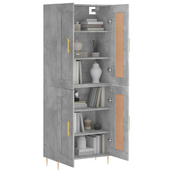 vidaXL Buffet haut Gris b&eacute;ton 69,5x34x180 cm Bois d'ing&eacute;nierie