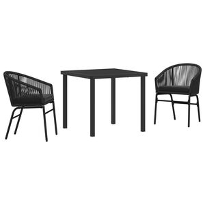 vidaXL Ensemble de salle &agrave; manger pour jardin 3 pcs Noir