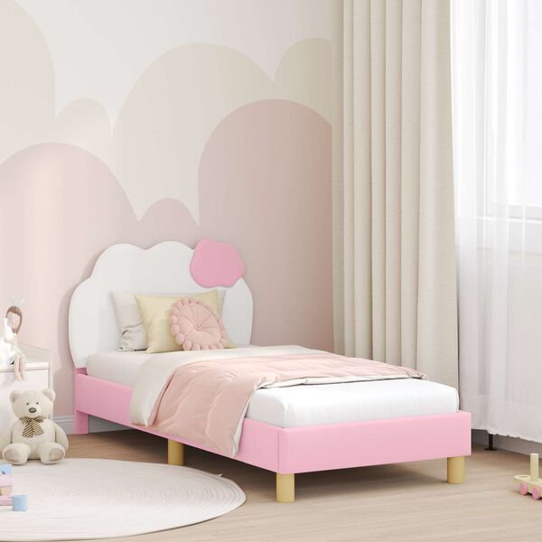 vidaXL Cadre de lit pour enfants avec t&ecirc;te de lit Rose 80 x 160 cm PU
