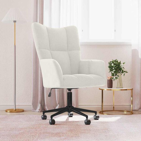 vidaXL Chaise de relaxation Blanc cr&egrave;me Velours