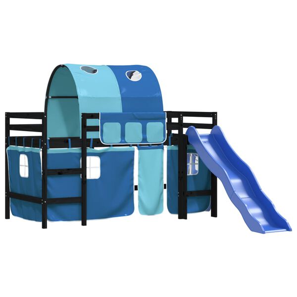 vidaXL Lit mezzanine enfants avec tunnel sans matelas bleu 80x200 cm