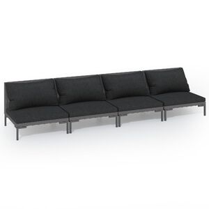 vidaXL Salon de jardin 4 pcs avec coussins R&eacute;sine tress&eacute;e Gris fonc&eacute;
