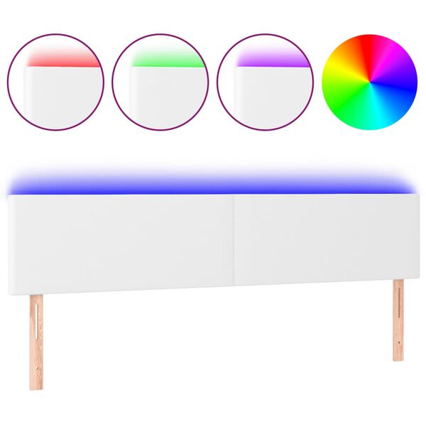 vidaXL T&ecirc;te de lit &agrave; LED Blanc 160x5x78/88 cm Similicuir