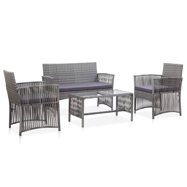 vidaXL Salon de jardin 4 pcs avec coussin R&eacute;sine tress&eacute;e Anthracite