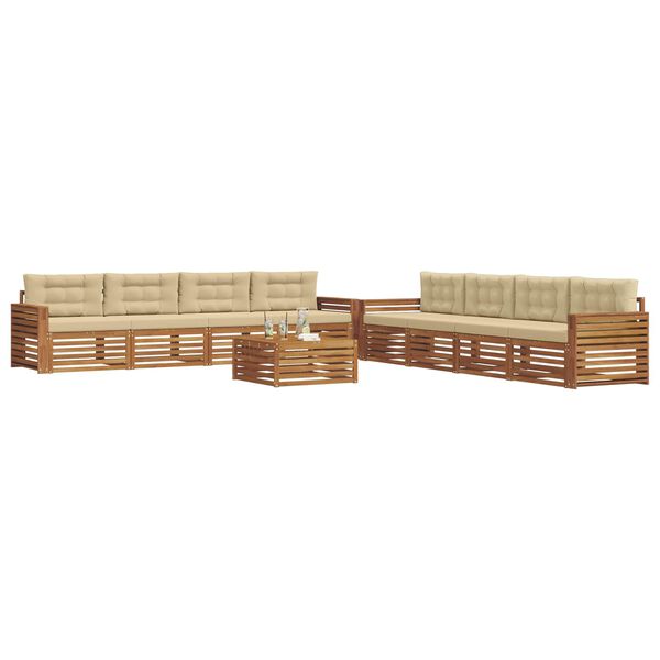 vidaXL Ensemble de canap&eacute;s d'ext&eacute;rieur 9 pcs Naturel et Beige