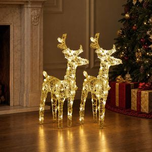 vidaXL Rennes de No&euml;l 2 pcs 80 LED Blanc chaud Acrylique