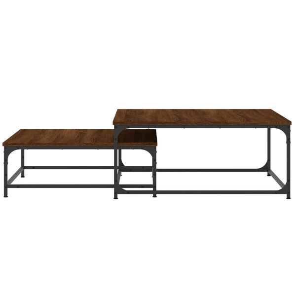 vidaXL Tables basses gigognes 2 pcs ch&ecirc;ne marron bois d'ing&eacute;nierie