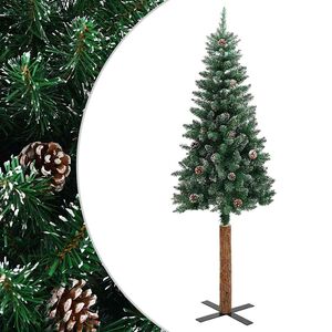 vidaXL Sapin de No&euml;l mince bois v&eacute;ritable et neige blanche vert 150 cm