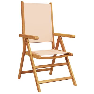 vidaXL Chaises de jardin lot de 2 beige bois d'acacia massif et tissu