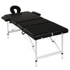 vidaXL Table pliable de massage Noir 3 zones avec cadre en aluminium