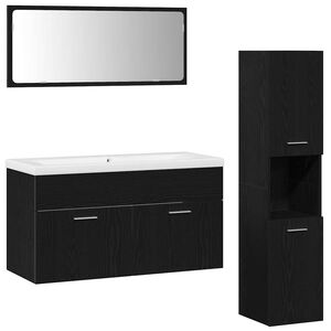 vidaXL Ensemble de mobilier de salle de bain 4 pcs Ch&ecirc;ne noir