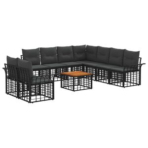 vidaXL Ensemble de canap&eacute;s d'ext&eacute;rieur 10 pc Noir et Gris fonc&eacute;