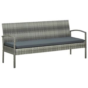 vidaXL Canap&eacute; de jardin &agrave; 3 places avec coussin Gris R&eacute;sine tress&eacute;e