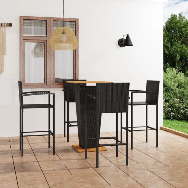 vidaXL Ensemble de bar de jardin 5 pcs Noir