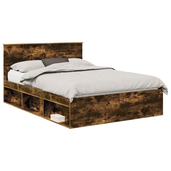 vidaXL Cadre de lit Ch&ecirc;ne fum&eacute; 160 x 200 cm Bois d'ing&eacute;nierie