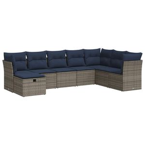 vidaXL Salon de jardin 9 pcs avec coussins gris r&eacute;sine tress&eacute;e