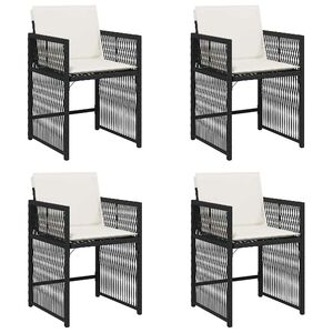 vidaXL Chaises de jardin lot de 4 avec coussins noir r&eacute;sine tress&eacute;e