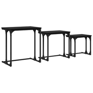 vidaXL Table basse gigogne 3 pcs Ch&ecirc;ne noir Bois d'ing&eacute;nierie