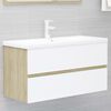 vidaXL Ensemble de meubles de bain Blanc et ch&ecirc;ne sonoma Agglom&eacute;r&eacute;