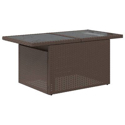 vidaXL Table de jardin dessus en verre marron 100x55x73 cm poly rotin