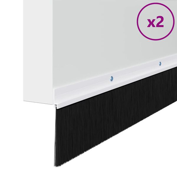 vidaXL Brosses d'étanchéité pour porte à visser 2 pcs Blanc 100 cm