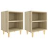 vidaXL Tables de chevet pieds en bois 2 pcs Ch&ecirc;ne sonoma 40x30x50 cm
