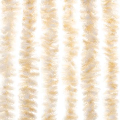 vidaXL Rideau anti-mouches beige et blanc 100x230 cm chenille