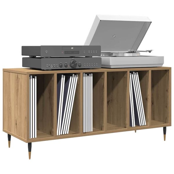 vidaXL Meuble &agrave; vinyles avec &eacute;tag&egrave;re ch&ecirc;ne artisanal 100 x 38 x 48 cm