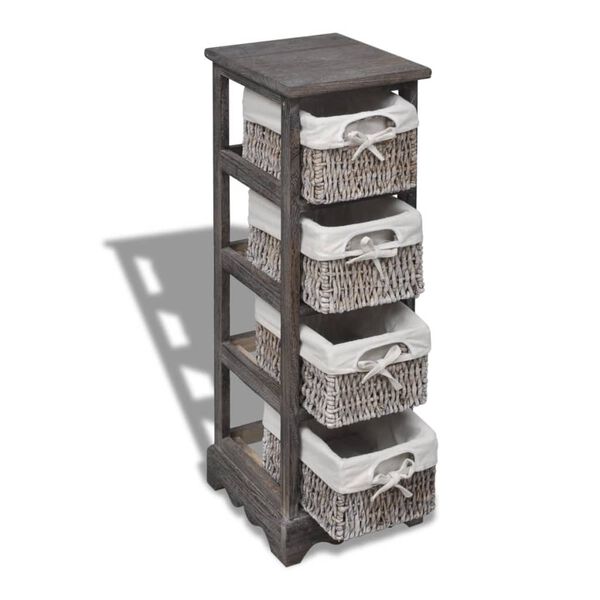 vidaXL &Eacute;tag&egrave;re de rangement Bois Marron 4 paniers en tissage