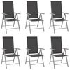 vidaXL Chaises pliantes 6 pi&egrave;ces Textil&egrave;ne Noir