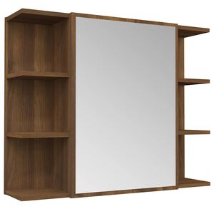 vidaXL Armoire &agrave; miroir de salle de bain Ch&ecirc;ne brun 80x20,5x64 cm Bois