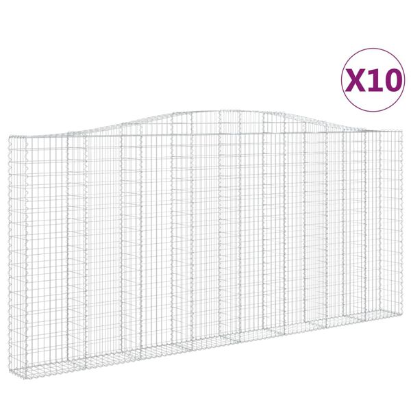 vidaXL Paniers &agrave; gabions arqu&eacute;s 10 pcs 400x30x180/200 cm Fer galvanis&eacute;