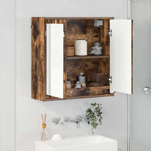 vidaXL Armoire Miroir de Salle de Bain Ch&ecirc;ne fum&eacute; 60 x 20 x 60 cm