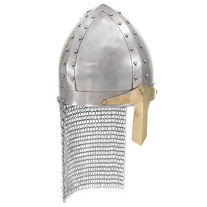 vidaXL Casque de chevalier crois&eacute; antique pour GN Argent&eacute; Acier