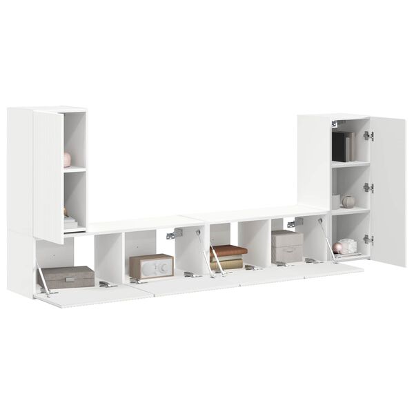 vidaXL Ensemble meuble TV 4 pcs Blanc Bois d'ing&eacute;nierie